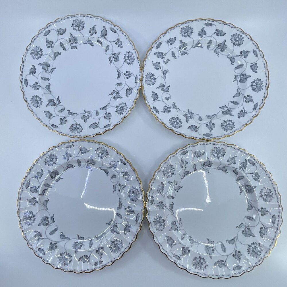 spode colonel gray bone china salad plates set of 4 floral garland gold trim